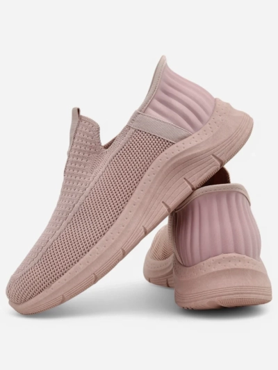 Ženske superge Apollo Rosa – roza čevlji slip-on iz tkanine na ravnem podplatu