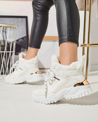 Biela dámska športová obuv s kožušinou Sagglo- Obuv