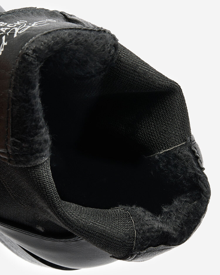 Royalfashion Čierne dámske čižmy a'la sztyblety s ozdobami Ederte