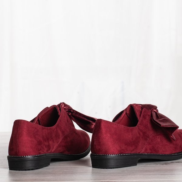 Bordové ploché topánky s mašličkou Blasea - Obuv