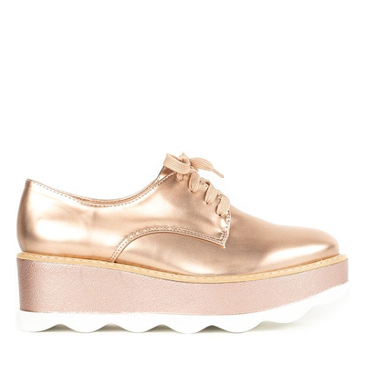 Półbuty w stylu oxfordek na platformie w kolorze różowego złota Oro - Obuwie