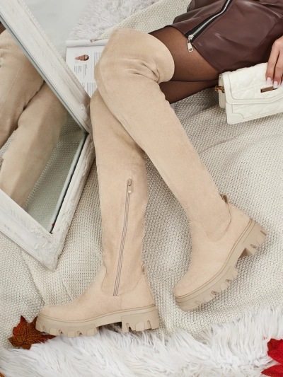 Kozaki damskie za kolano eko zamszowe Maelin