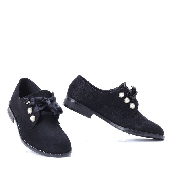 Czarne półbuty z perełkami Lea - Obuwie