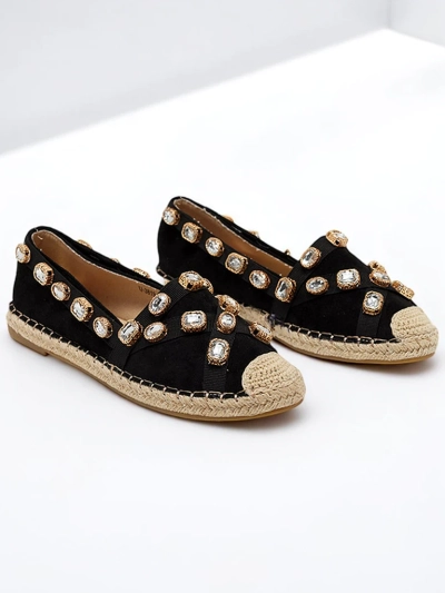 Čierne dámske espadrilky s kryštálmi Wamba - Obuv