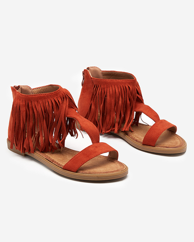 OUTLET Dámske sandále so strapcami v červenohnedej farbe Clov-Shoes