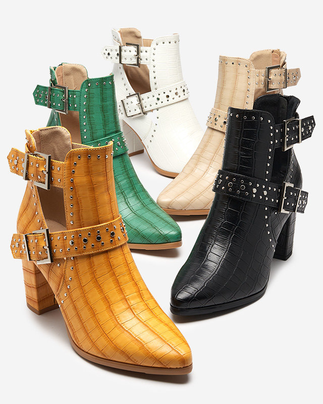 Zelené členkové čižmy s výrezmi a prackami Masieo - Obuv