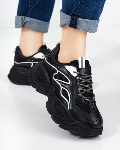 Čierne dámske tenisky na platforme s bielymi vložkami Oirana - obuv