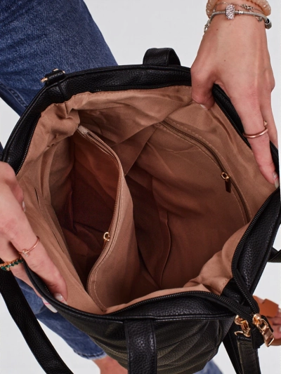 Aurora Maxima Milano Torbica Shopper A4 iz ekološkega usnja črna elegantna