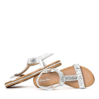 Srebrne sandały z cyrkoniami Janita - Obuwie