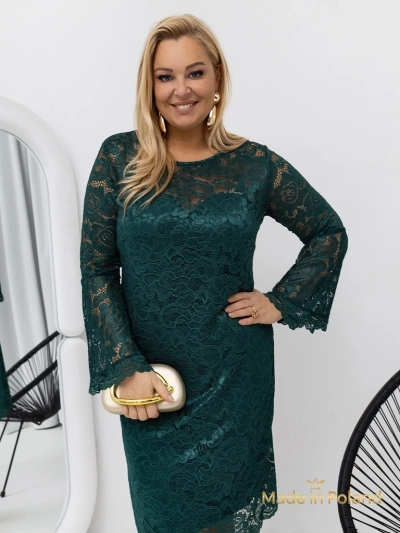 Čipkasta midi ženska obleka s širokimi rokavi Kiss Star