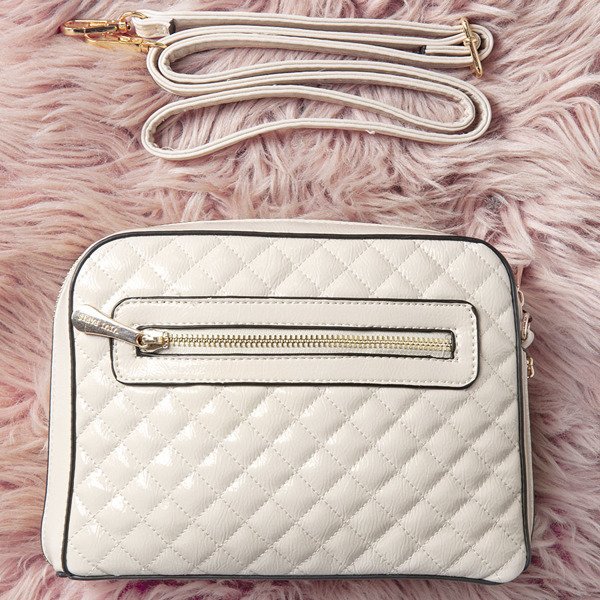 Pikowana torebka na ramię w kolorze beżowym - Torebki