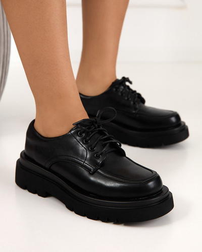 Čierne dámske topánky z ekokože so šnurovaním Gerin - Obuv