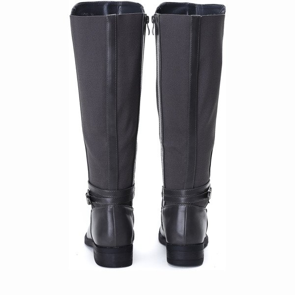 Szare kozaki ze skóry ekologicznej Ido- Obuwie