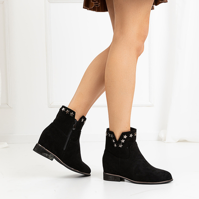 Čierne eko semišové čižmy so skrytým klinom Mni-Buty