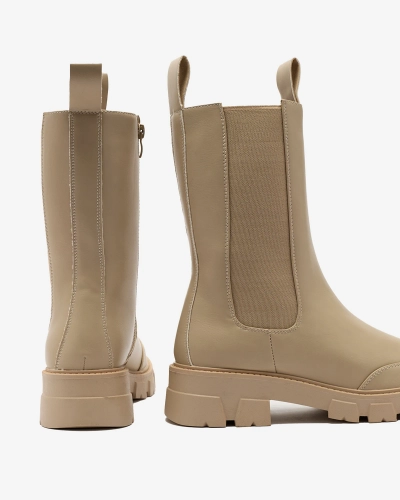 Royalfashion Dámske vysoké čižmy v béžovej farbe Adiofa