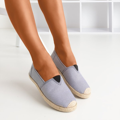 Espadrilles černé a bílé pruhované textilie Timsaio - Obuv