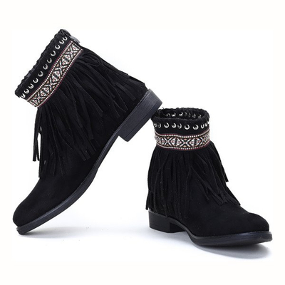 Czarne botki w azteckie wzory Maddie - Obuwie