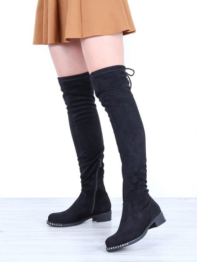 Čierne čižmy vyrobené z ekologického semišu - Obuv