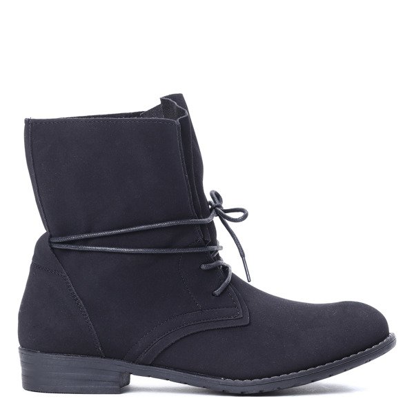 Czarne workery z tkaniny Miya- Obuwie