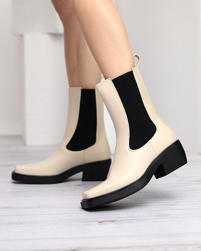 Béžové dámske vysoké slip on čižmy Darran - Obuv