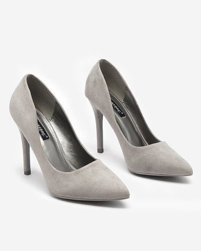 OUTLET Šedé dámske eko semišové lodičky na špendlíku Menitik - Oblečenie