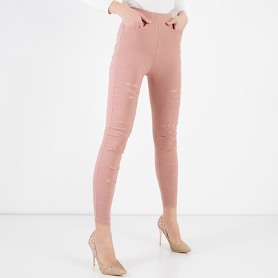 Zúžené ružové dámske jeggings - Oblečenie