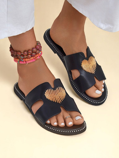 Royalfashion Ženske japonke z ravnim podplatom Heart Chic