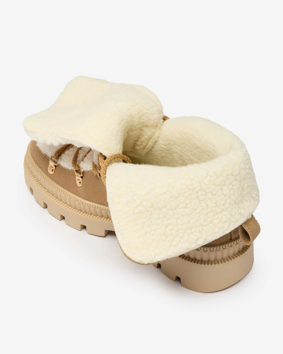 Royalfashion Béžové dámske zateplené trapérky s ovčou kožušinou Lery Walk