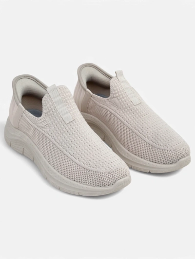 Aurelia Comfort Bež Slip On Ženski Čevlji iz Tkanine s Ploščato Peto