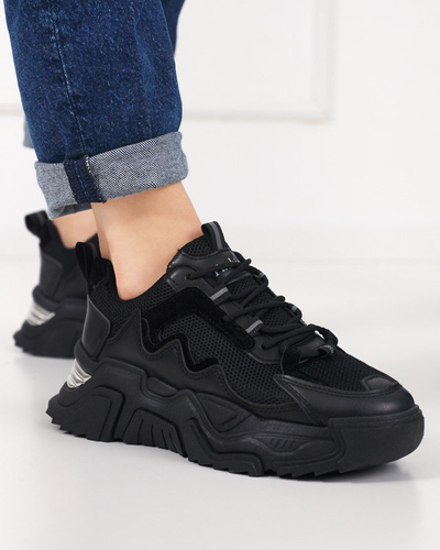 OUTLET Čierne dámske športové topánky tenisky so sieťovinou Dewinso - Obuv