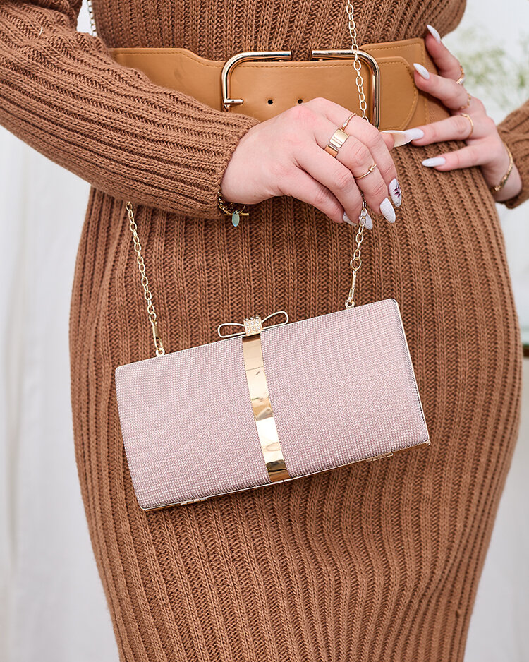 Royalfashion Ružovo-zlatá dámska spojková taška