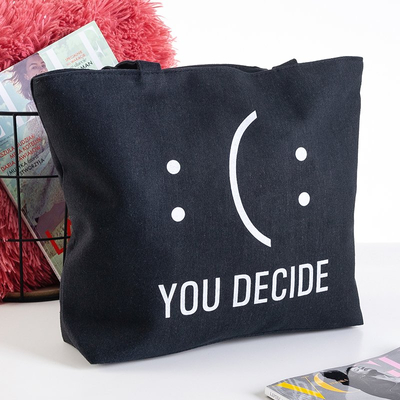 Čierna kabelka cez rameno s potlačou - Kabelky