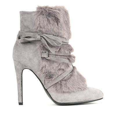 Szare botki na szpilce Rumina - Obuwie