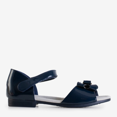 OUTLET Detské sandále tmavomodré s mašľou Loqi - Obuv