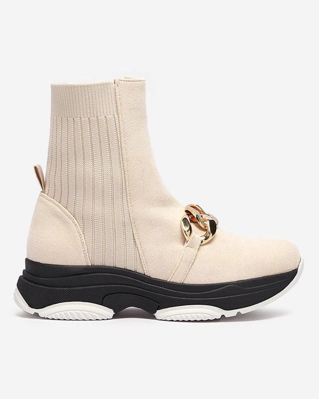 Dámske béžové zateplené čižmy z eko-semišu Cuzitta- Obuv