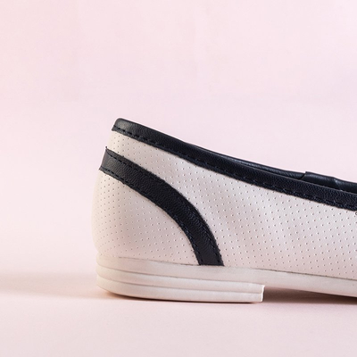 Detské biele a tmavomodré balerínky s mašľou Portia - Topánky