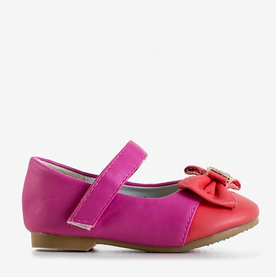 Dievčenské balerínky fuchsie s koralovou špičkou a mašličkou Eligia - Topánky