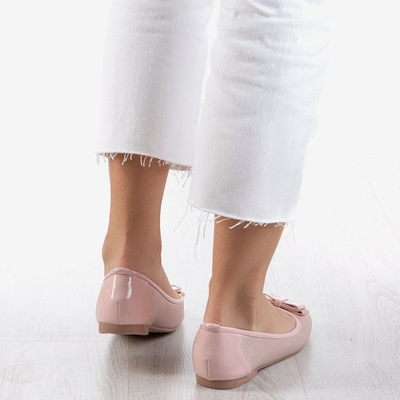 Růžové dámské baleríny s lukem Liz - Obuv 1