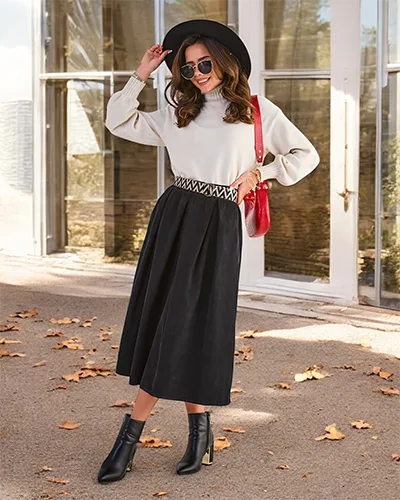 Royalfashion Dámska midi sukňa a'la z plátna