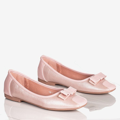 Růžové dámské baleríny s lukem Liz - Obuv 1
