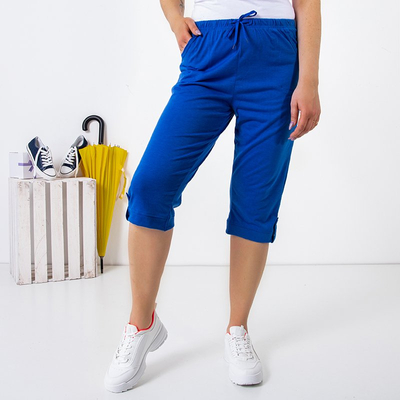 Kobaltové dámske krátke nohavice s vreckami - Oblečenie