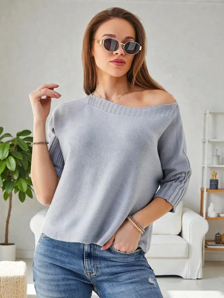 Royalfashion Dámsky viskózový sveter s krátkymi rukávmi