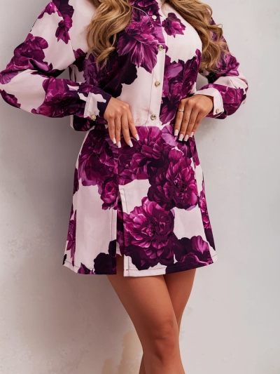 Royalfashion Dámsky kvetinový set s viazaným blejzrom a šortkami