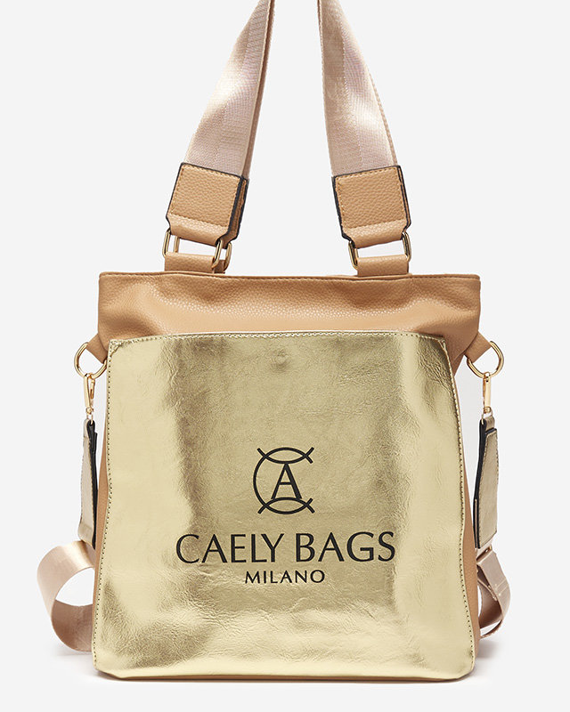 Hnedo-zlatá dámska stredná kabelka z ekokože - Doplnky