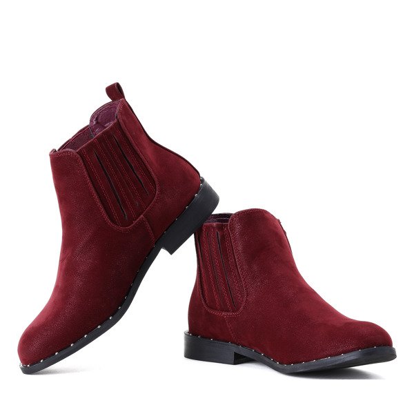 Bordowe botki Audria- Obuwie