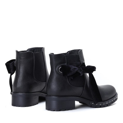 Czarne botki z kokardką Aimee - Obuwie