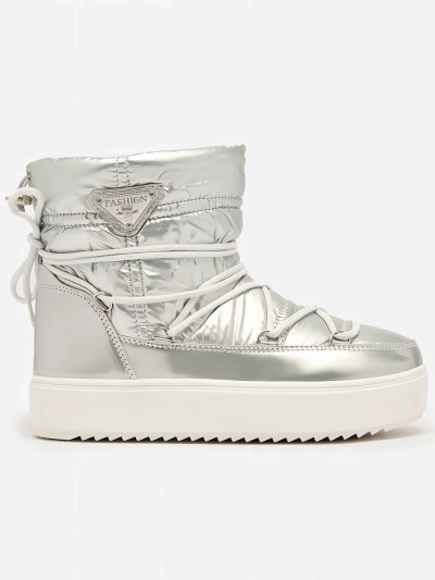 Royalfashion Dámske strieborné čižmy Vevnose slip-on a'la snow boots