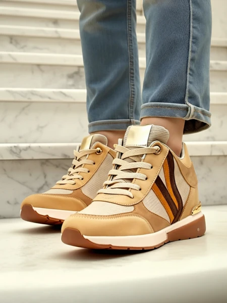 Sneakers Verona Rjave Iz Eko Usnja Z Visoko Peto