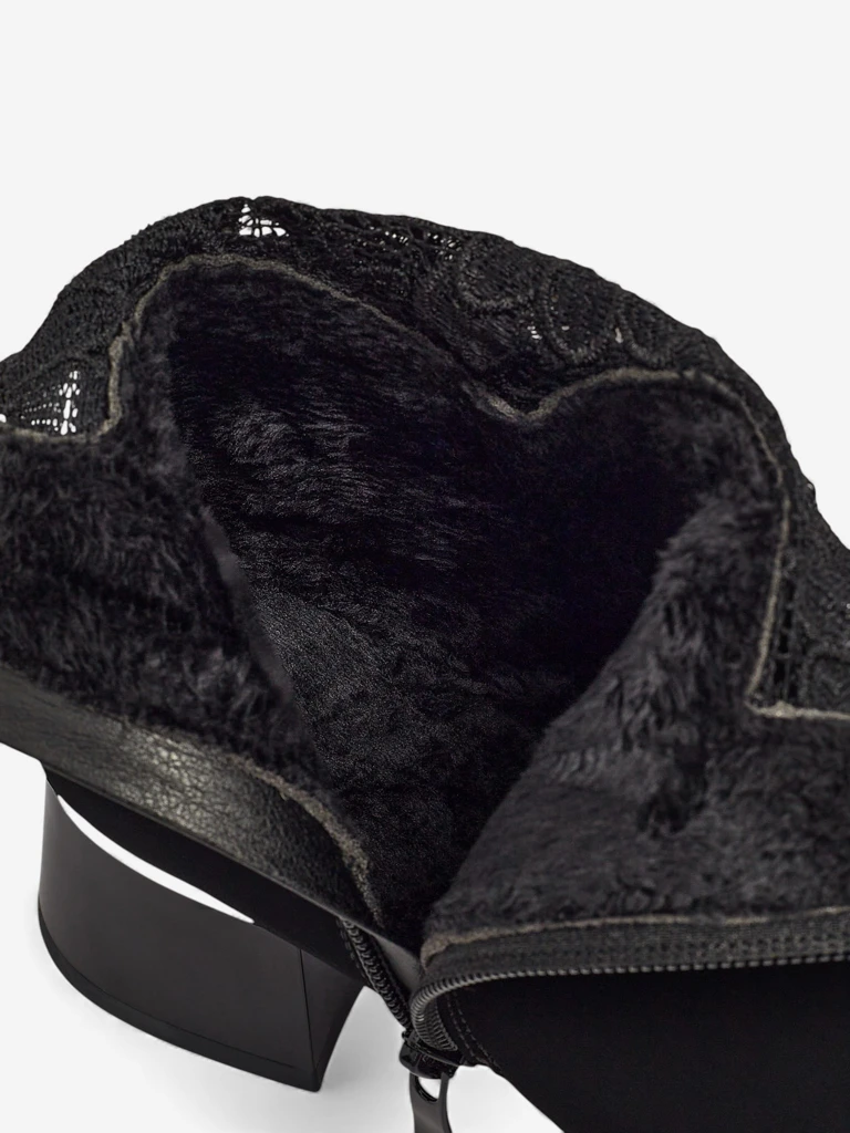 Ženski mat gležnarji s stebričasto peto s čipko Velmoria