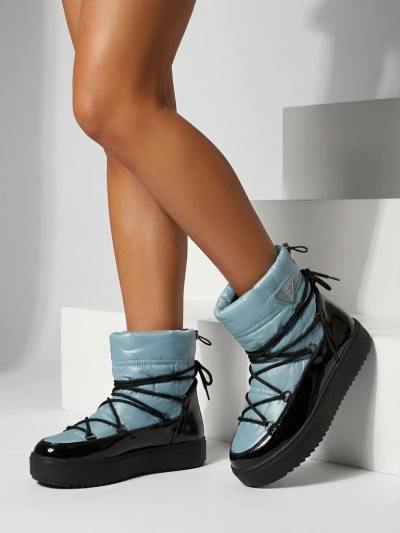 Royalfashion Dámske slip-on čižmy a'la snow boots v modrej farbe Vevnose